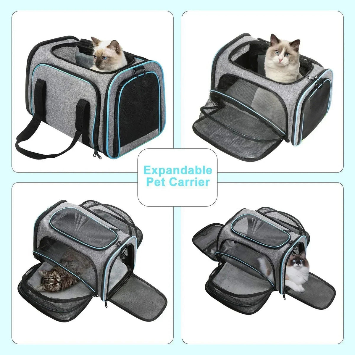 Portable Cat Backpack Carrier Foldable Expandable Pet Travel Bag Airline Approved Breathable Pet Carrier for Dog Pet Accessories Horizon