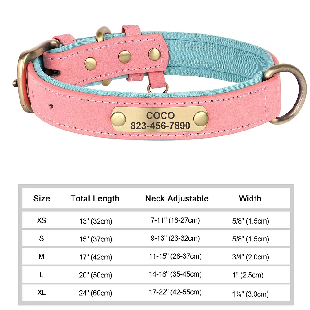 Personalized Leather Dog Collar with Free Engraved Name Horizon