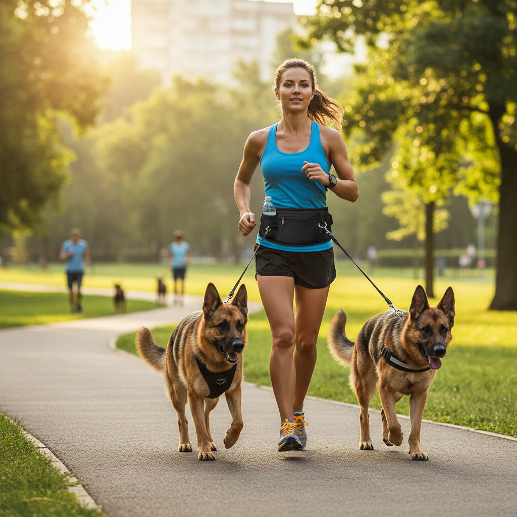 Hands-Free Dog Leash with Waist Belt & Zipper Pouch Horizon
