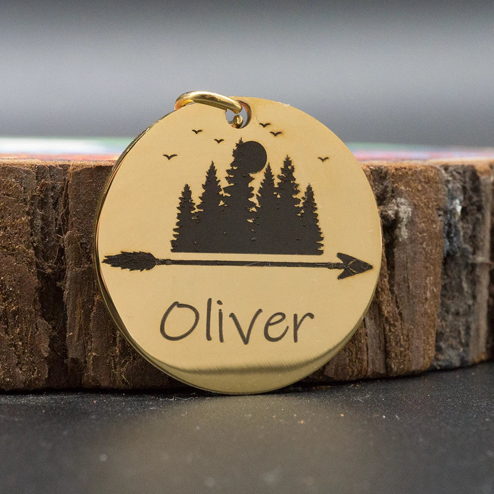 Custom Dog ID Tag Engraved Retro Personalized Name ID Tag For Dogs Cats Puppies Round Metal Nameplate Pet Products