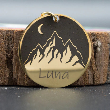 Custom Dog ID Tag Engraved Retro Personalized Name ID Tag For Dogs Cats Puppies Round Metal Nameplate Pet Products Horizon