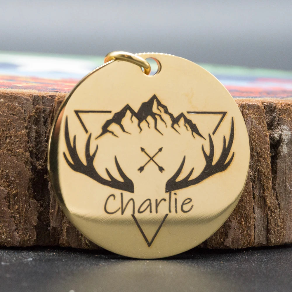 Custom Dog ID Tag Engraved Retro Personalized Name ID Tag For Dogs Cats Puppies Round Metal Nameplate Pet Products