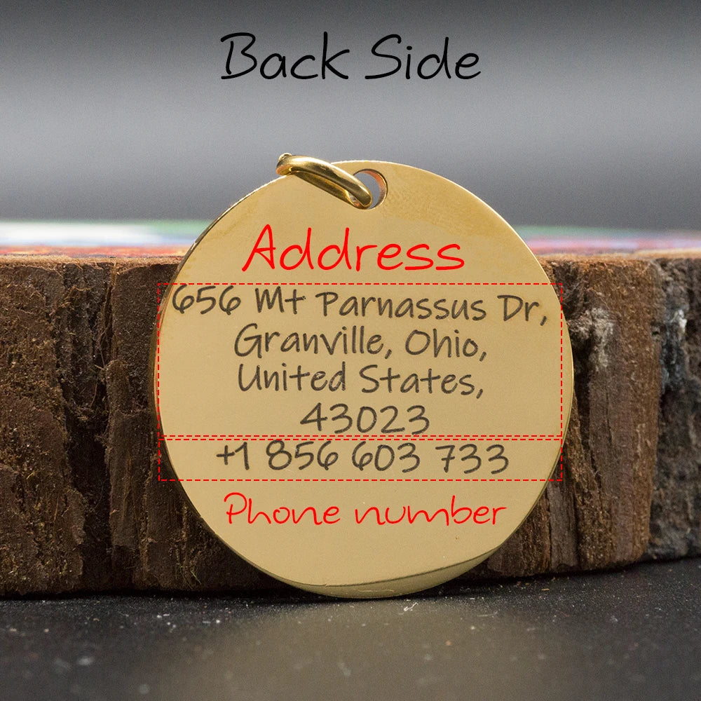 Custom Dog ID Tag Engraved Retro Personalized Name ID Tag For Dogs Cats Puppies Round Metal Nameplate Pet Products