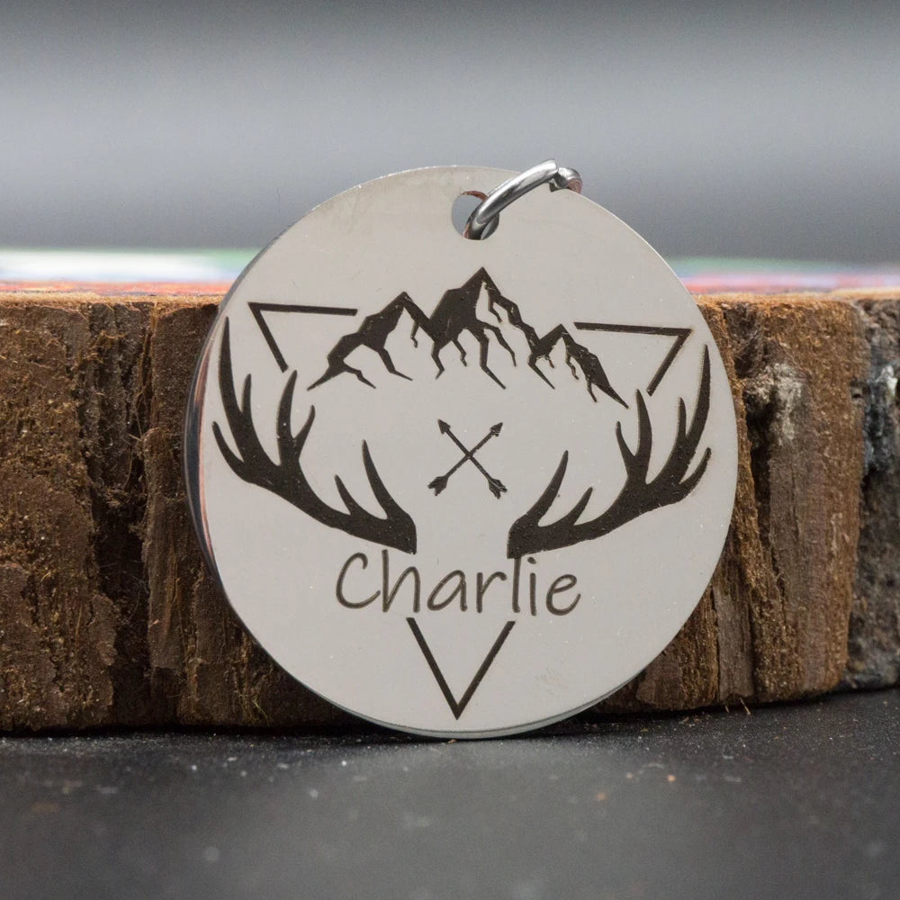 Custom Dog ID Tag Engraved Retro Personalized Name ID Tag For Dogs Cats Puppies Round Metal Nameplate Pet Products