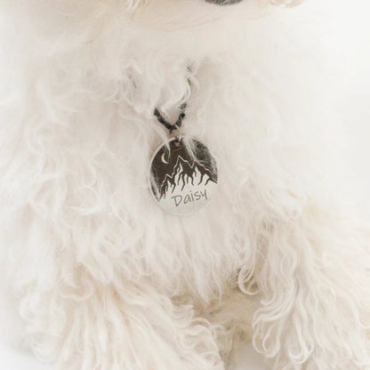 Custom Dog ID Tag Engraved Retro Personalized Name ID Tag For Dogs Cats Puppies Round Metal Nameplate Pet Products Horizon