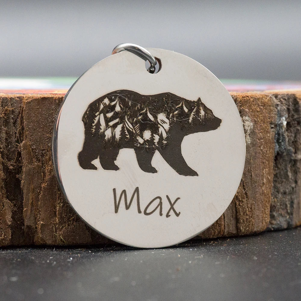 Custom Dog ID Tag Engraved Retro Personalized Name ID Tag For Dogs Cats Puppies Round Metal Nameplate Pet Products