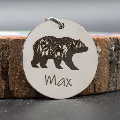 Custom Dog ID Tag Engraved Retro Personalized Name ID Tag For Dogs Cats Puppies Round Metal Nameplate Pet Products Horizon