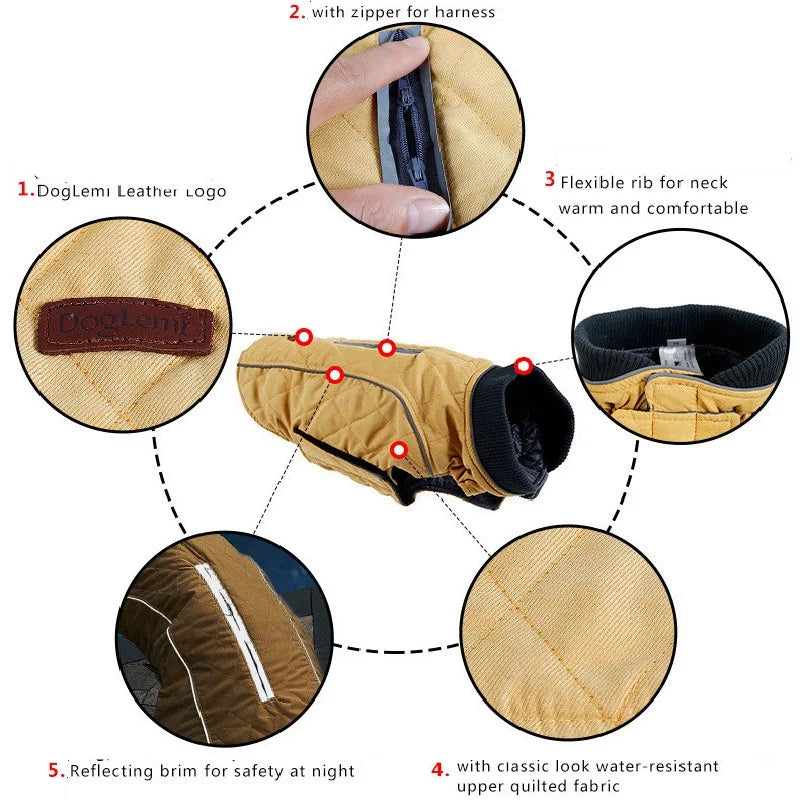 Dog Clothes Winter Dog Coat Pet Warm Jacket Vest New Big Dog Retro Cozy Thick Vest Clothing 6 Colors