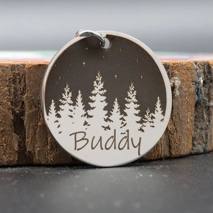 Custom Dog ID Tag Engraved Retro Personalized Name ID Tag For Dogs Cats Puppies Round Metal Nameplate Pet Products Horizon