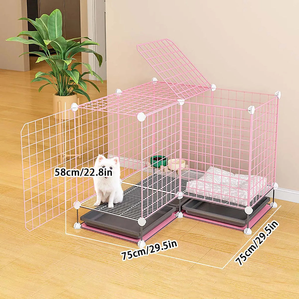 Modular Dog Cage for Small and Medium-Sized Puppies, with a Pull-Out Tray, Suitable for Corgis, Teddy Dogs, and Pomeranians, Indoor Home Dog Enclosure