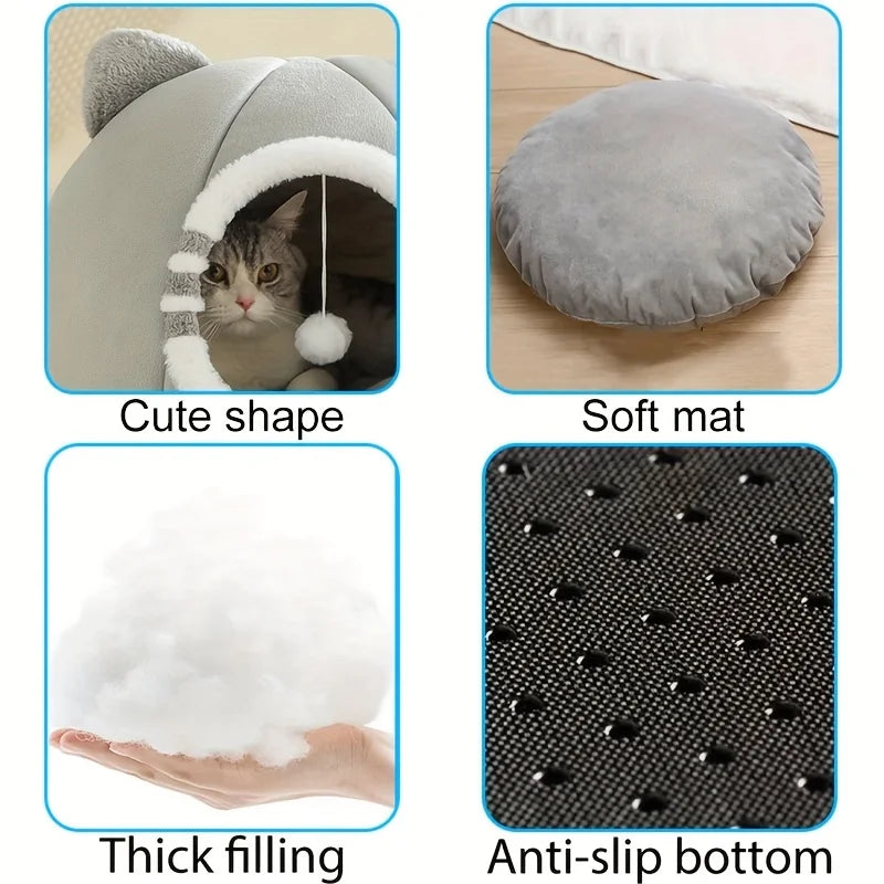 Deep Sleeping Cat Bed Cave Nest With Soft Mat Bed For Cats Pet Products  Bag Sofa Pet  House Dog Basket Tent Bearded  Cama Para