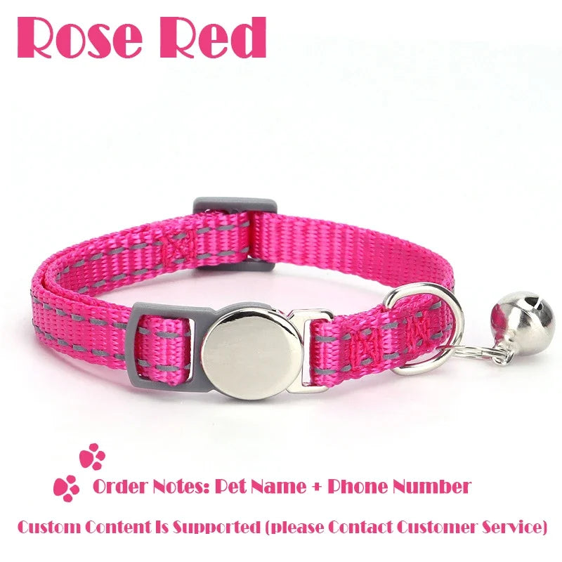 Personalized Cat Collar Pet ID Tag Name Custom Free Engraved ID Nameplate Kitten Puppy Anti-lost Nametag Safety Buckle Necklace