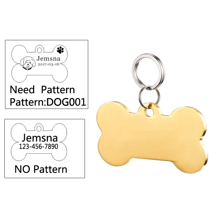 Custom Dog ID Tag with Free Engraving - Pet Collar Harness Pendant for Cats Puppy Kitten Leash Accessories Pet Supplies