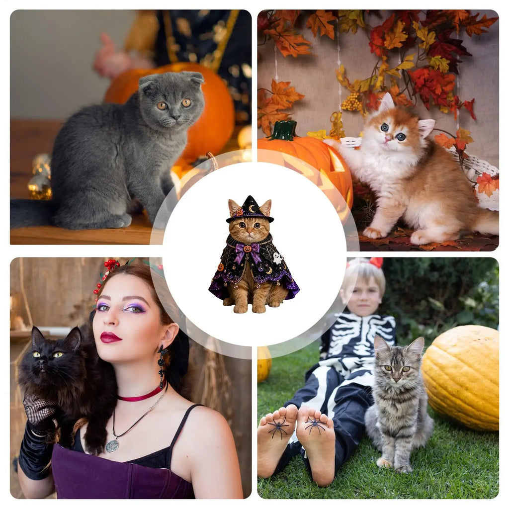 Cat Halloween Costume For Pets Pet Cosplay Cloak Photo Prop Cat Apparel Party Outfit For Home Party Holiday Gathering Outdoor