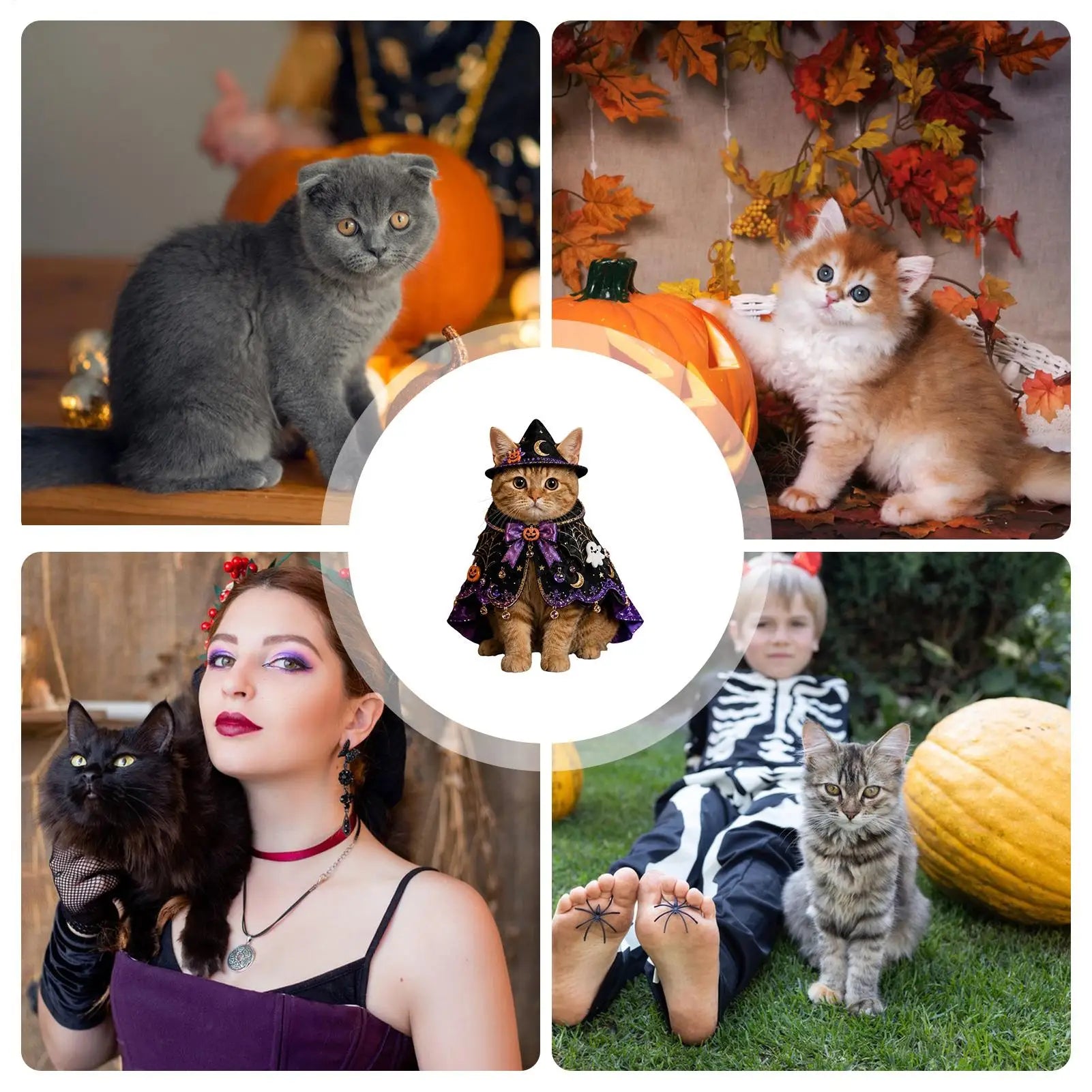 Cat Halloween Costume For Pets Pet Cosplay Cloak Photo Prop Cat Apparel Party Outfit For Home Party Holiday Gathering Outdoor