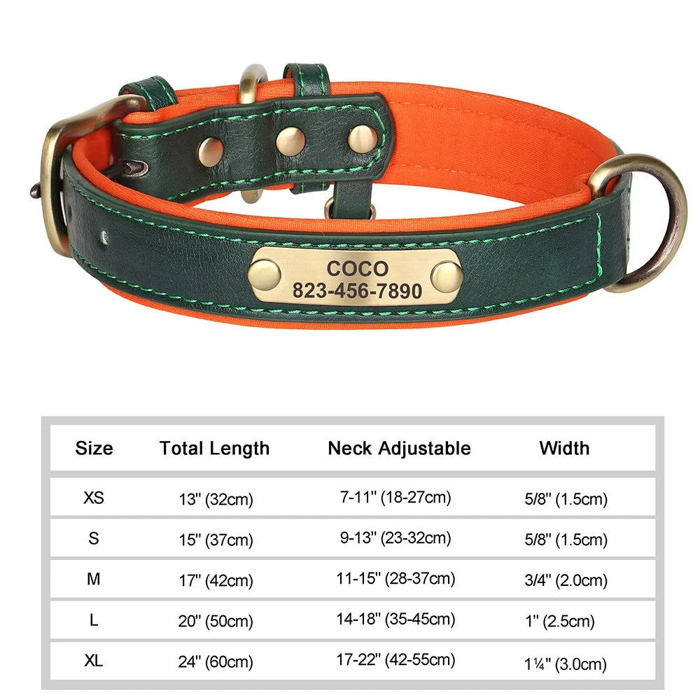 Personalized Leather Dog Collar with Free Engraved Name Horizon