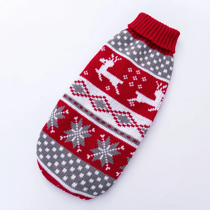 Striped Knit Dog Sweater — Christmas Elk Design for Large Dogs Horizon