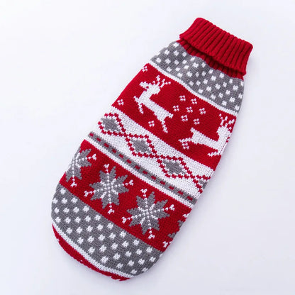 Striped Knit Dog Sweater — Christmas Elk Design for Large Dogs Horizon