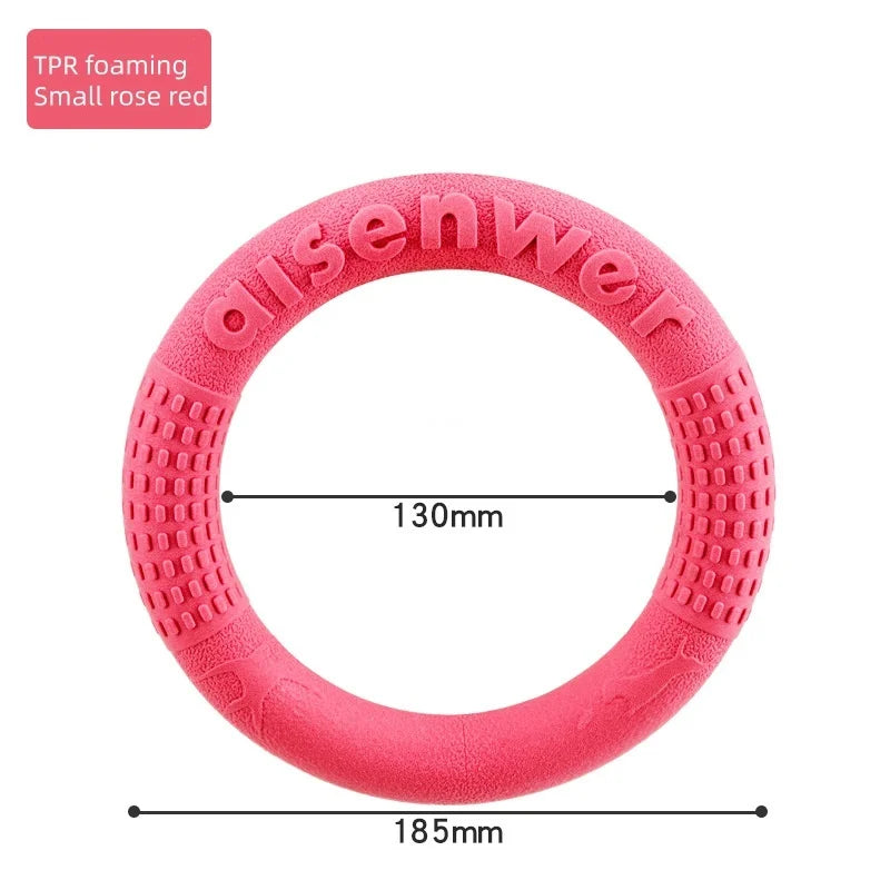 Indestructible Dog Flying Disc Ring, Bite Resistant TPR Chew Toy for Tug of War Fetch, Floating Outdoor Dog Toy for All Dogs