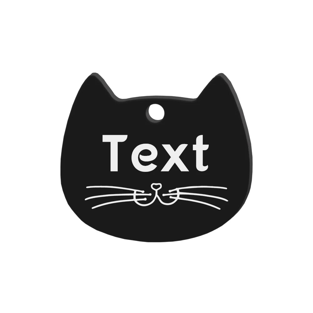 Custom Cat Face Id Dog Tags Name Tags Stainless Steel Plate Decoration Personalized Engraving Animal Chain Charm with number