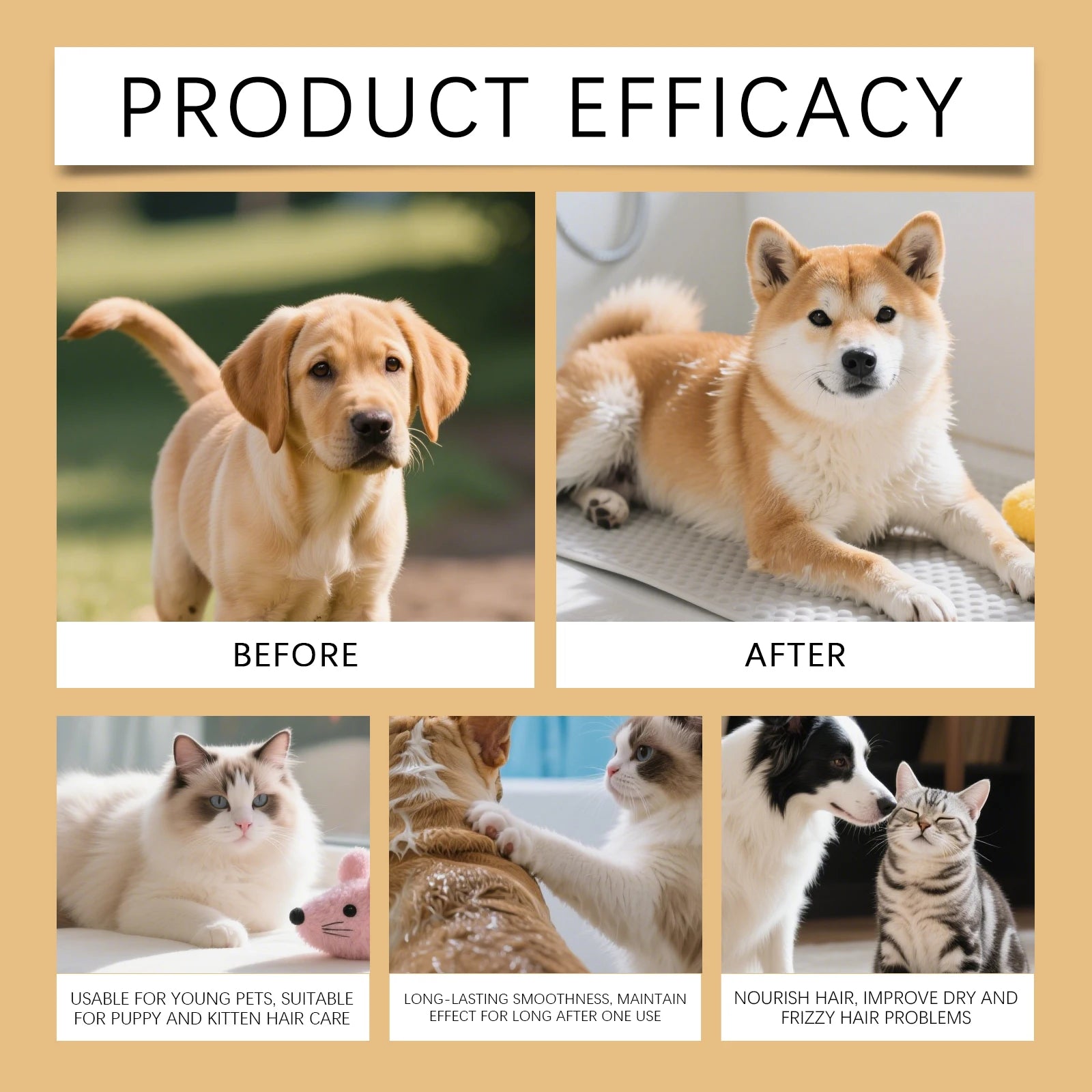 Pet Hair Detangling Spray Dogs Cats Conditioner Anti-Static Tangle Free Knot Remove Frizzy Smoothing Shiny Pet Fur Gentle Spray