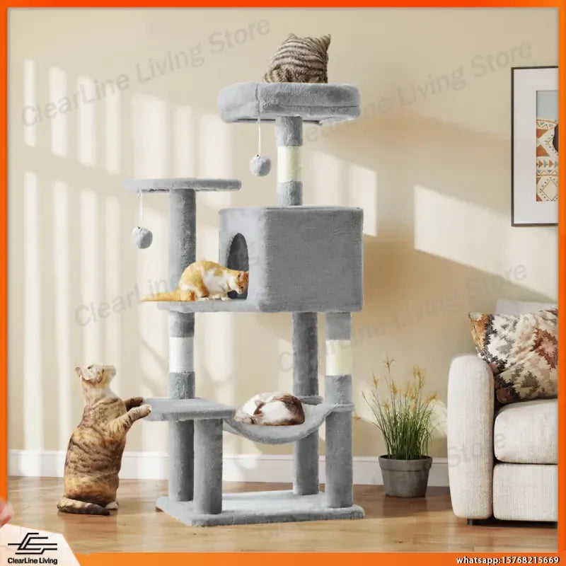 44 Inch Tall Cat Tree Tower for Multiple Cats with Sisal Scratching Posts Condo Perch Platform Indoor Cat Furniture Pet