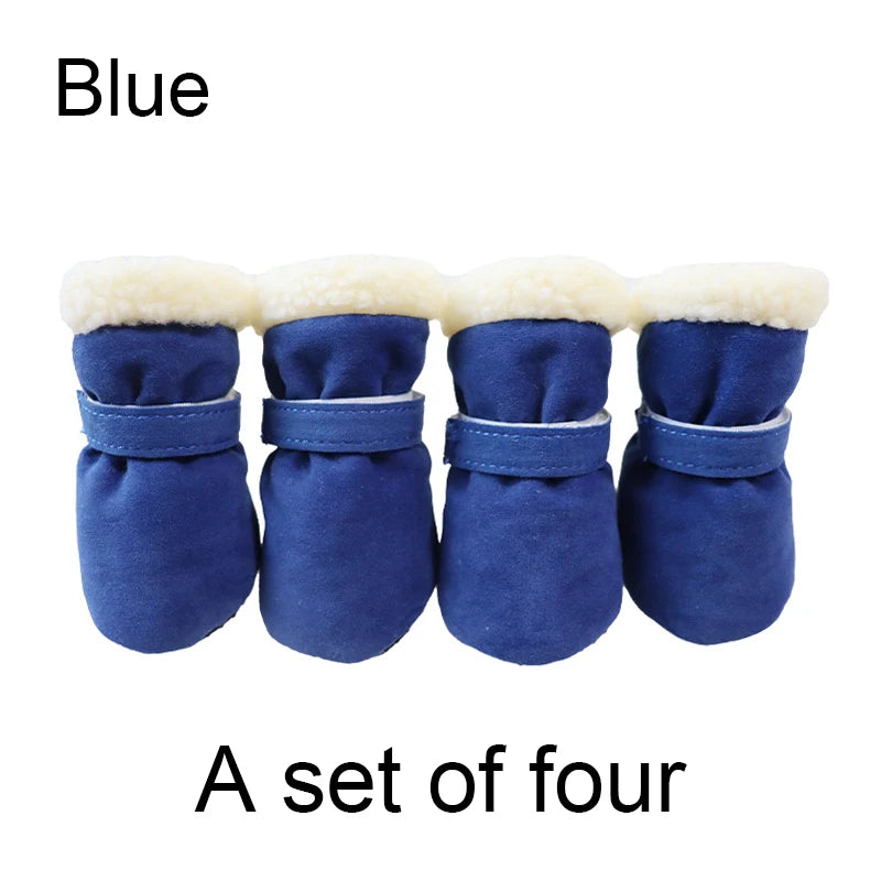 4Pcs Winter Waterproof Warm Non-slip Snow Boots for Small Breeds Dogs Puppy Outdoor Walking Dog Socks Bootie Pet Paw Care