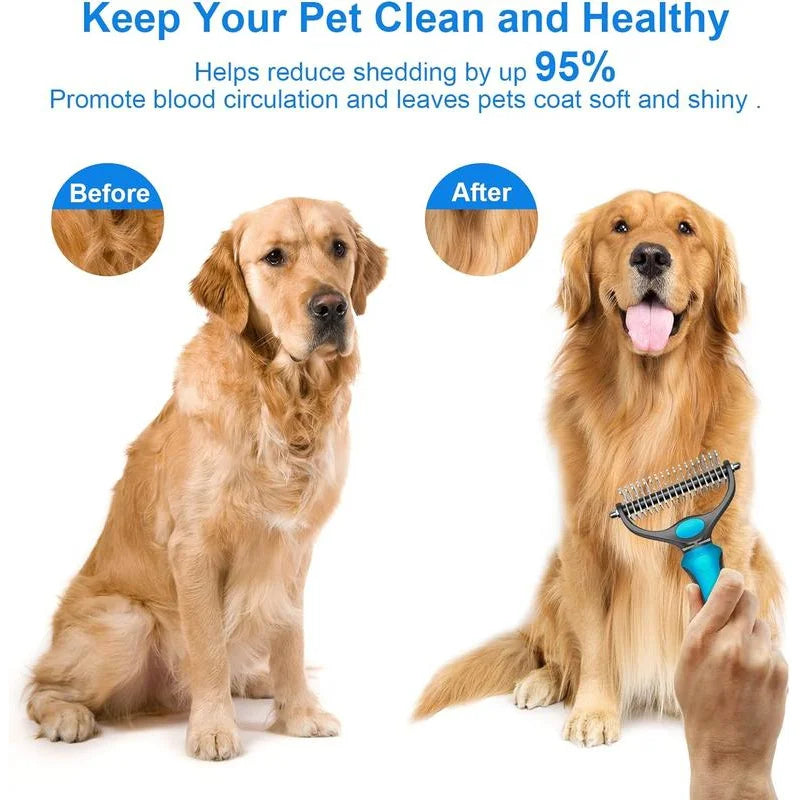 2-in-1 Stainless Deshedding Brush &amp; Fur Knot Cutter Horizon