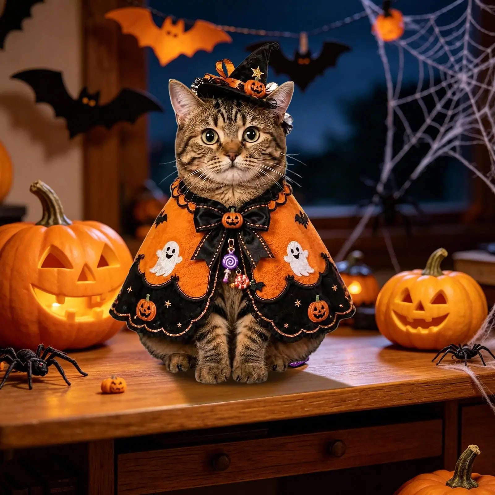 Cat Halloween Costume For Pets Pet Cosplay Cloak Photo Prop Cat Apparel Party Outfit For Home Party Holiday Gathering Outdoor