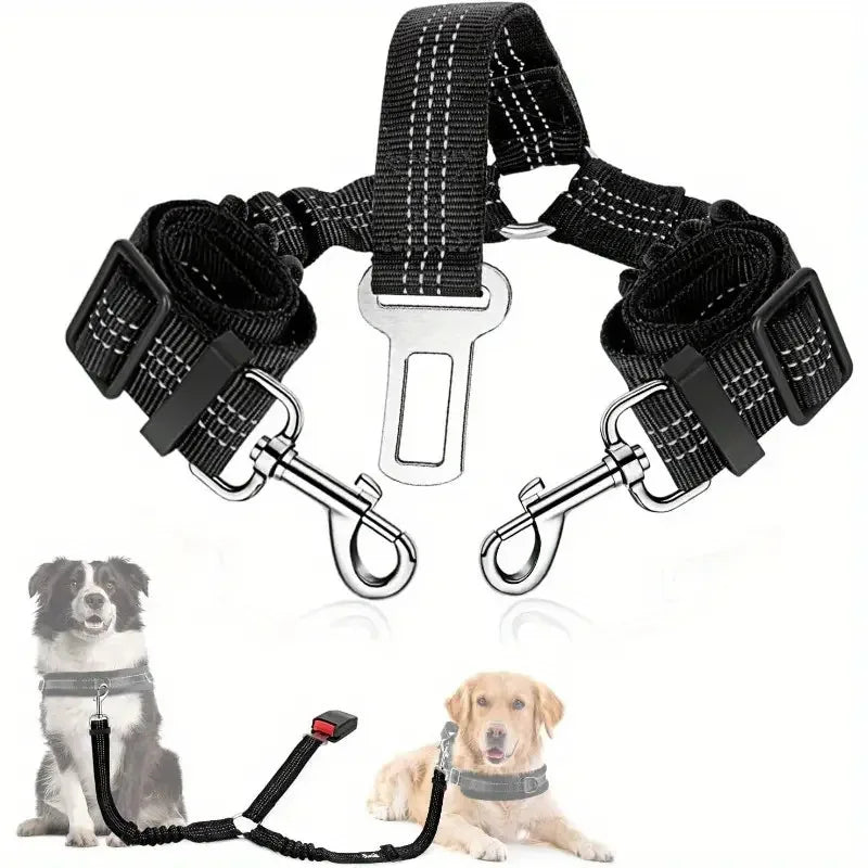 Adjustable Elastic Pet Car Seat Belt Dog Cat Single Dual Safety Restraint Leash for Vehicle Travel