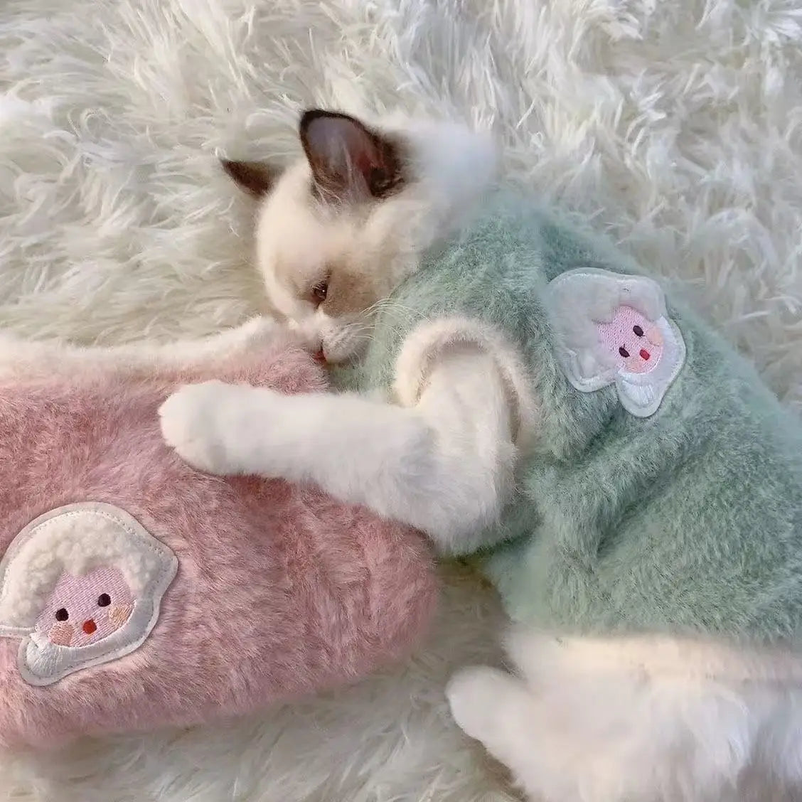 Adorable Autumn and Winter Cat Winter Clothes, Thickened Vest for Warmth, Anti-Fall Design for Puppies, Kittens, and Small Pets