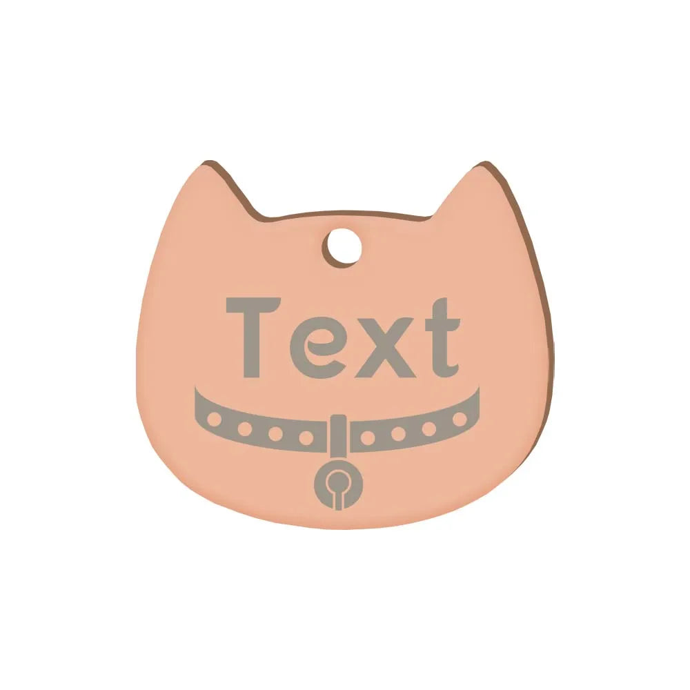 Custom Cat Face Id Dog Tags Name Tags Stainless Steel Plate Decoration Personalized Engraving Animal Chain Charm with number