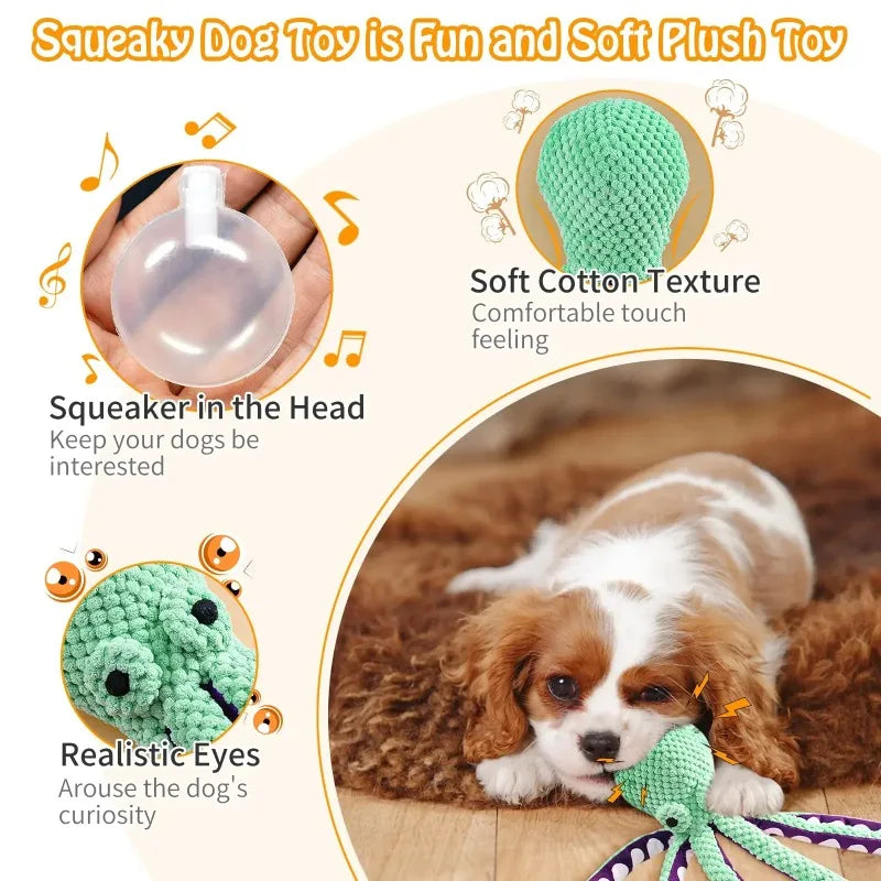 Pet Octopus Dog Toy,Indestructible Dog Toys for Aggressive Chewers,Squeaky Interactive Dogs Anxiety Toy for Small and Large Dogs