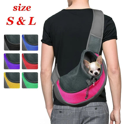 1Pc Dog out backpack,Dog Sling Carrier Breathable Mesh Travel Crossbody Bag For Puppy Cat Hiking Camping Horizon