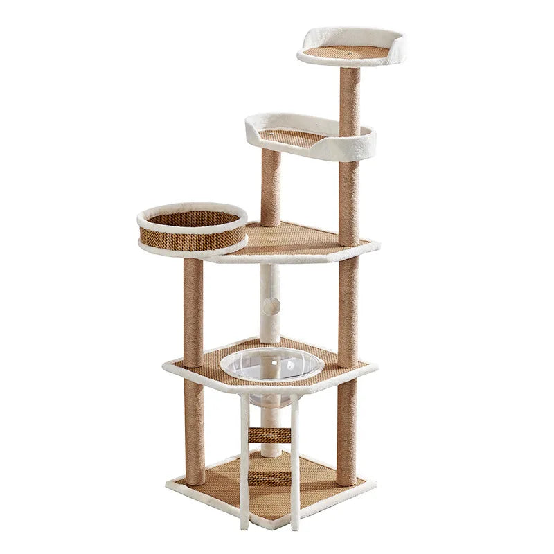 Sky Tower Cat Tree - All-in-One Multi-Level Cat Climber with Condo, Scratching Posts & Jumping Platforms, Giant Cat Furniture