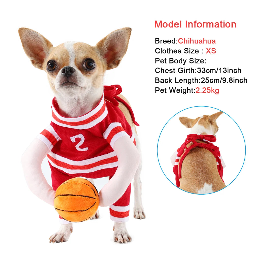 Cat Basketball Costume With Ball For Small Big Dogs Cats Funny Halloween Kitten Sport Outfits Pet Cosplay Sportswear Party Gifts