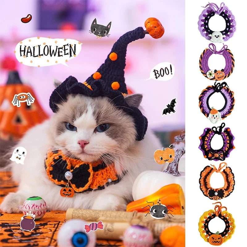 Cat Collar Kawaii Cat Scarf Pet Clothes Halloween Cat Costume Collar Accessorie Nacklace Pet Bibs Halloween Cosplay Decoration