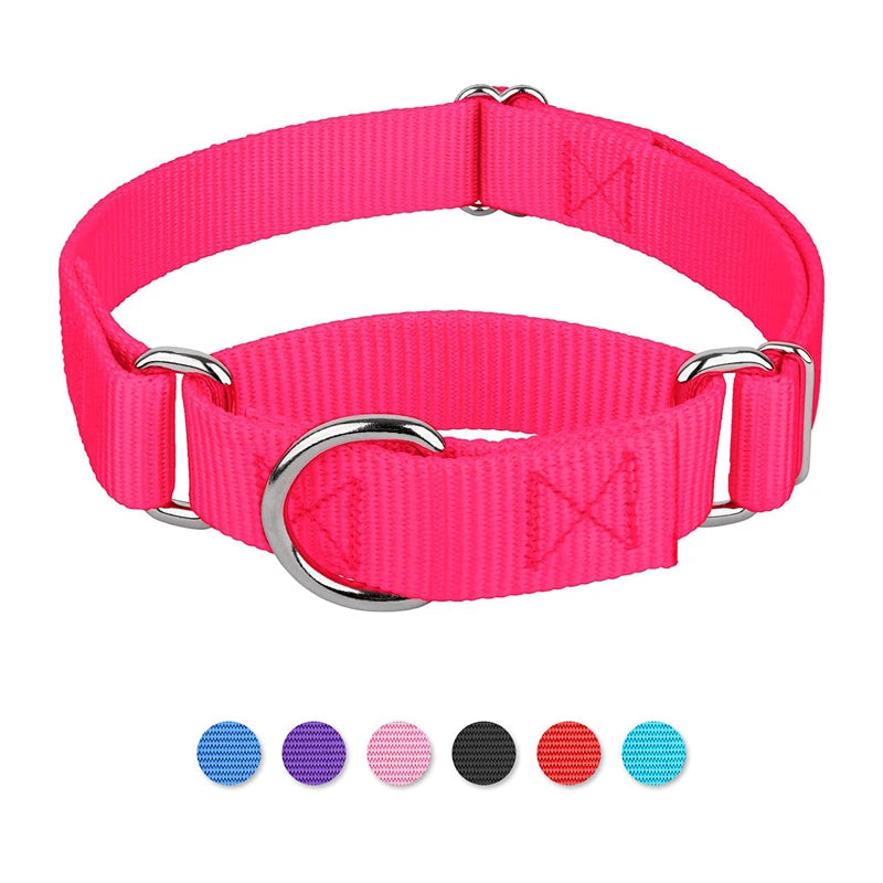 Dog Collar Adjustable Nylon Anti-Punch Pet Collar with Metal D Ring Strong & Durable for Medium & Large Dogs Training Dog Collar