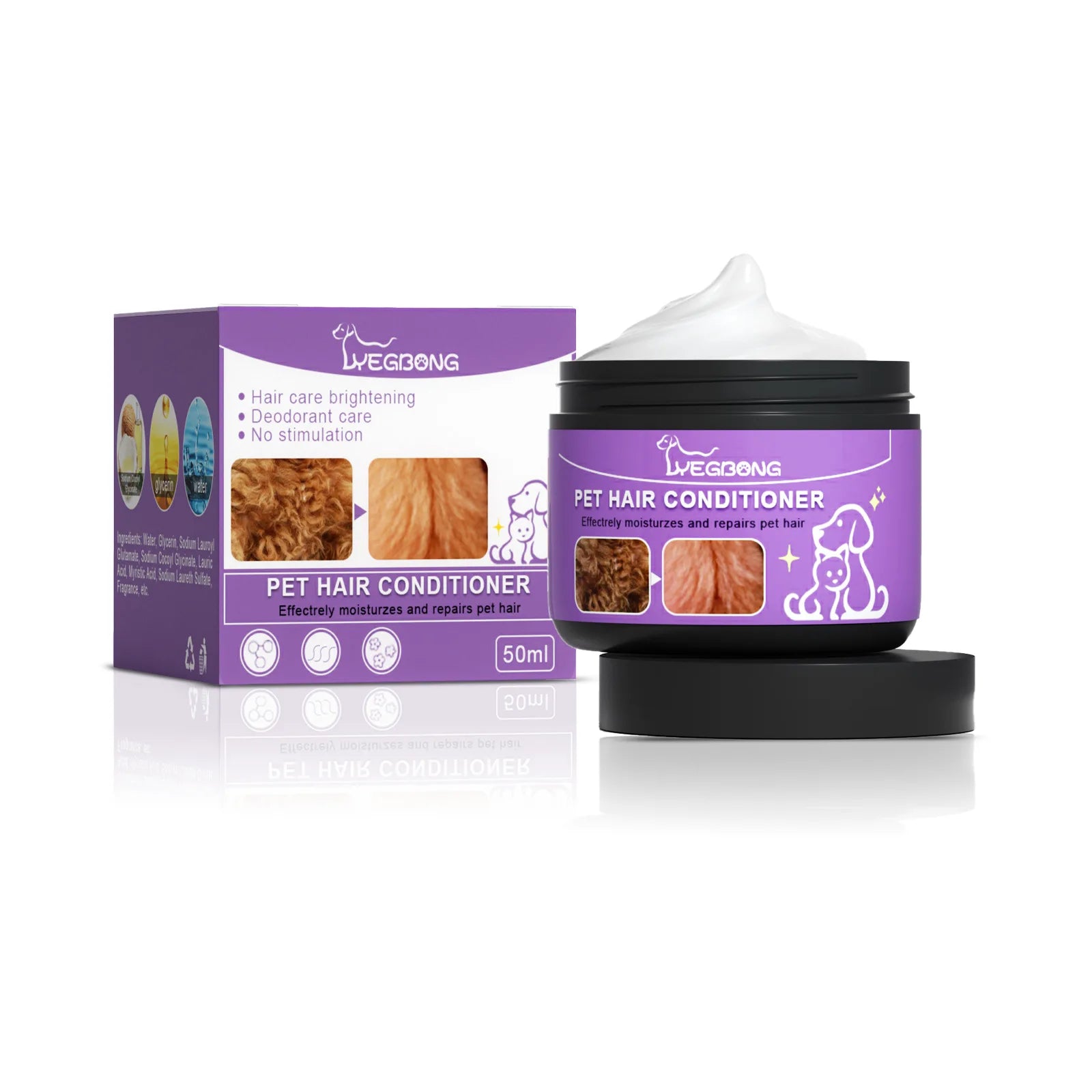 Pet Hair Conditioner Hair Softening Prevent Hair Knots Bathless Clean Odor Removal Moisturizing Cat Anti Mite Ticks Dog Shampoo