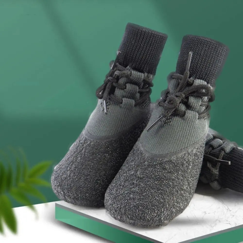 4pcs/set Non-Slip Non-Slip Dog Socks Boots Breathabl Soft Puppy Sport Boots with Adjustable Straps Waterproof Dog Paw Protector