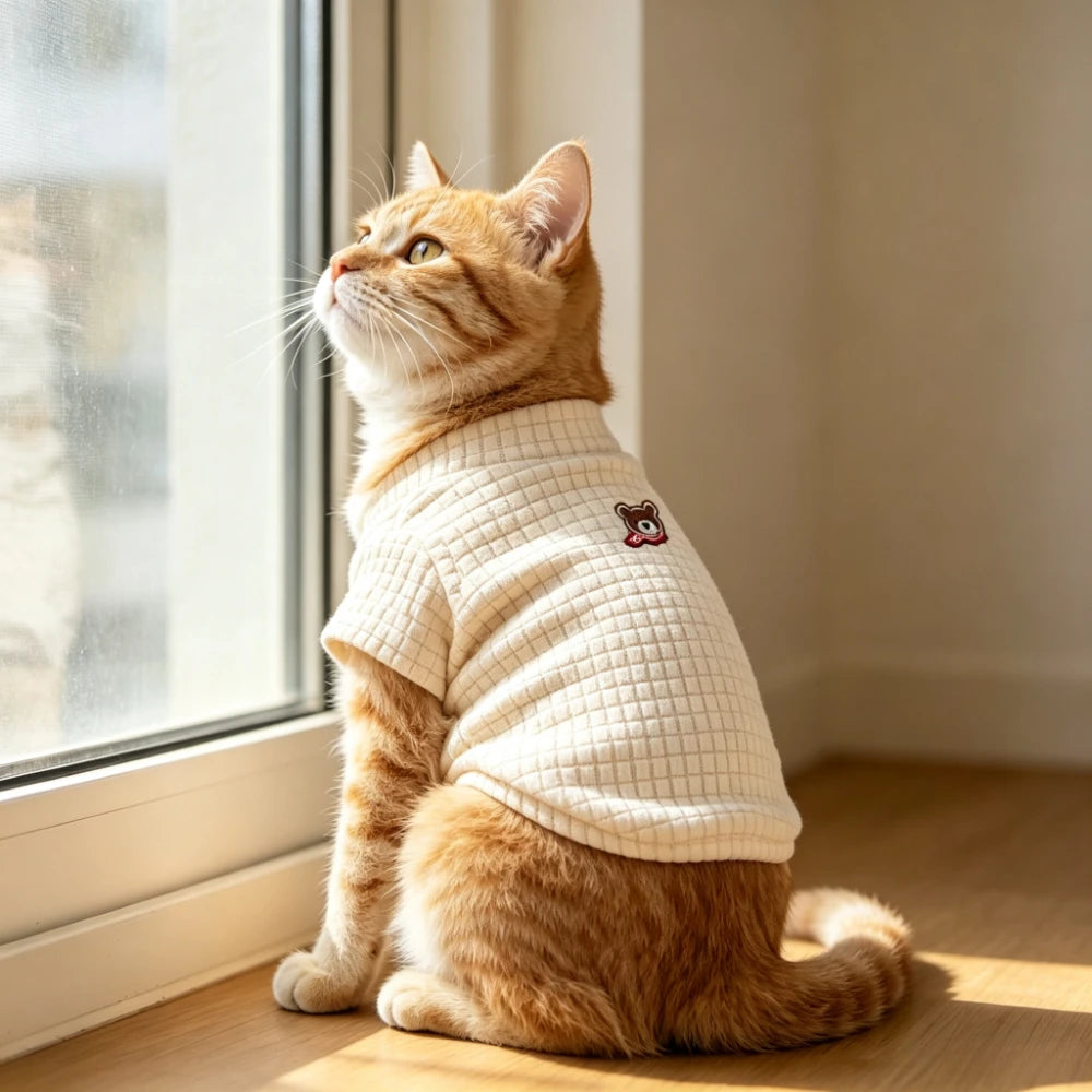 Waffle texture cat and dog sweater suitable for small and medium-sized dogs, Chihuahua poodle, English short pet clothes