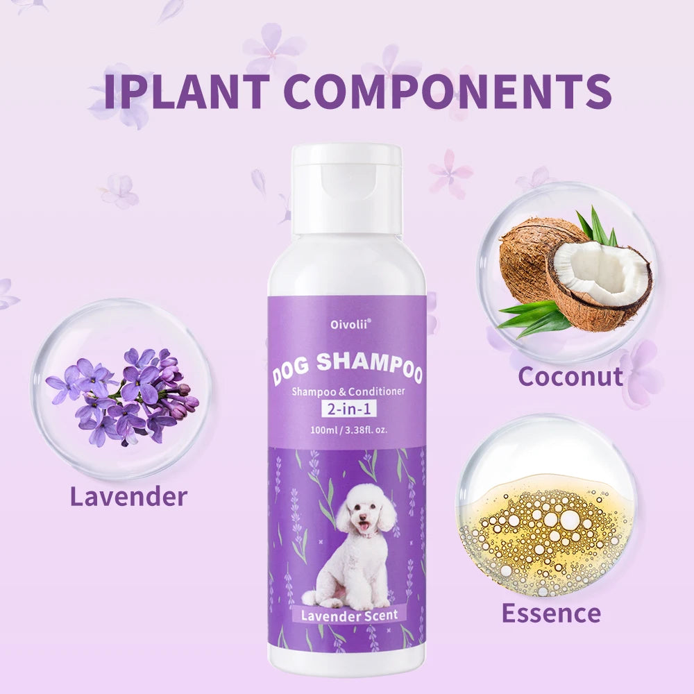 Pet Shampoo And Conditioner 2-in-1 Lavender Scent Deep Cleansing Refreshing Coat Softener For All Dogs Pet Deodorizer