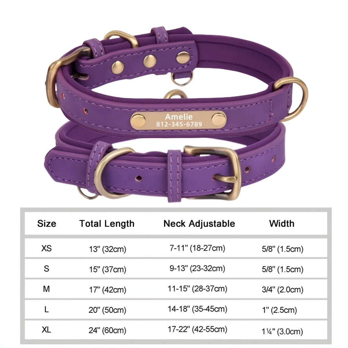 Personalized Leather Dog Collar with Free Engraved Name Horizon