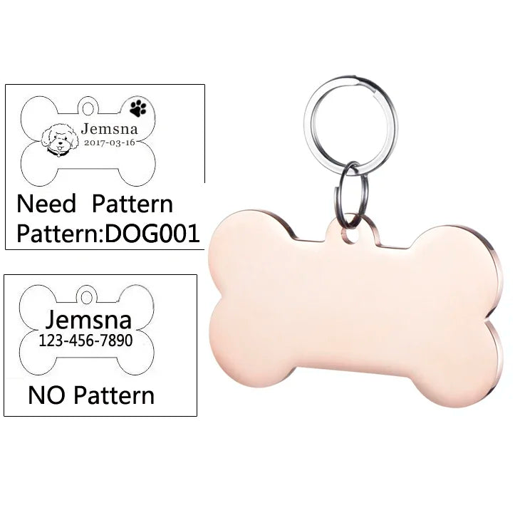Custom Dog ID Tag with Free Engraving - Pet Collar Harness Pendant for Cats Puppy Kitten Leash Accessories Pet Supplies