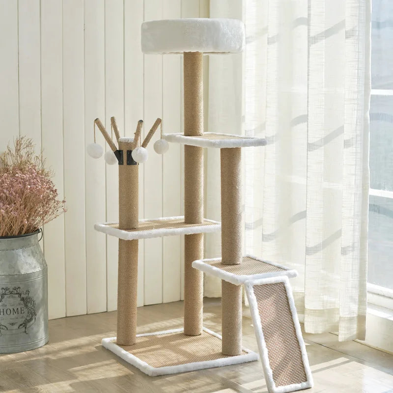Sky Tower Cat Tree - All-in-One Multi-Level Cat Climber with Condo, Scratching Posts & Jumping Platforms, Giant Cat Furniture