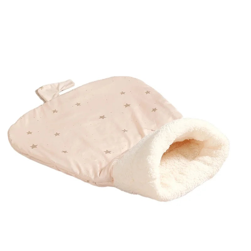 Soft Cuddly Cat Sleeping Bag Fluffy Feel Thickened Pet Pocket Quilt Bed Warm Nest for Kitten Puppy Comfortable Warmth