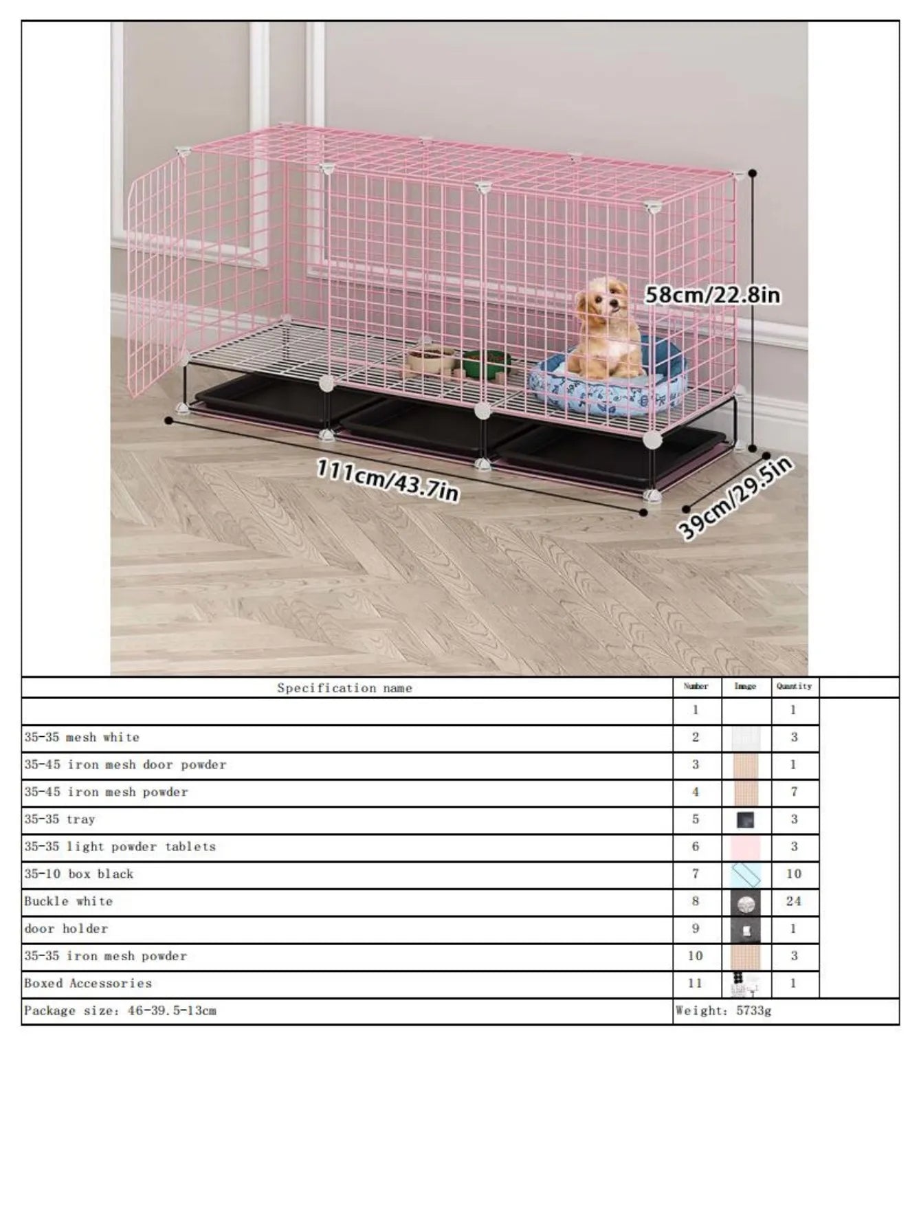 Modular Dog Cage for Small and Medium-Sized Puppies, with a Pull-Out Tray, Suitable for Corgis, Teddy Dogs, and Pomeranians, Indoor Home Dog Enclosure