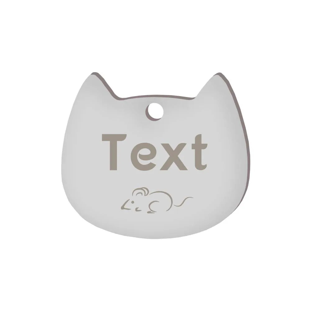 Custom Cat Face Id Dog Tags Name Tags Stainless Steel Plate Decoration Personalized Engraving Animal Chain Charm with number