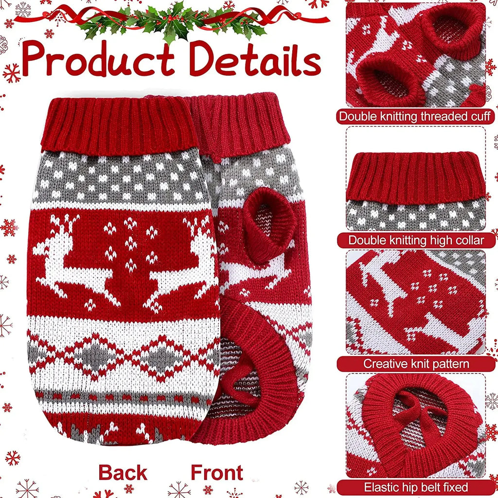 Big Dog Sweater Christmas Clothes for Small Medium Large Dogs Golden Retriever Rottweiler Turtleneck Pullover Winter Warm