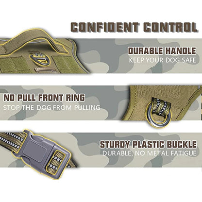 Tactical Military Dog Harness with Reflective Straps &amp; Control Handle Horizon